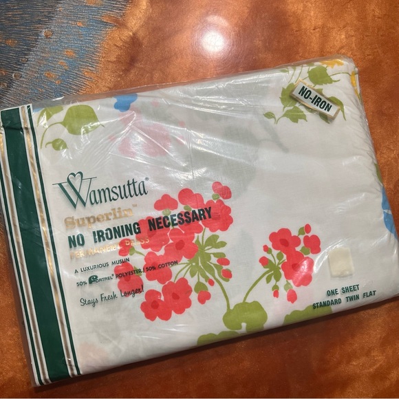 Vintage Wamsutta Floral Percale Muslin Twin Flat Sheet new mcm - Picture 1 of 7